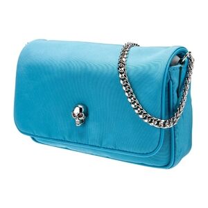 NWT Alexander McQueen Blue Crossbody Bag with Silver Chain